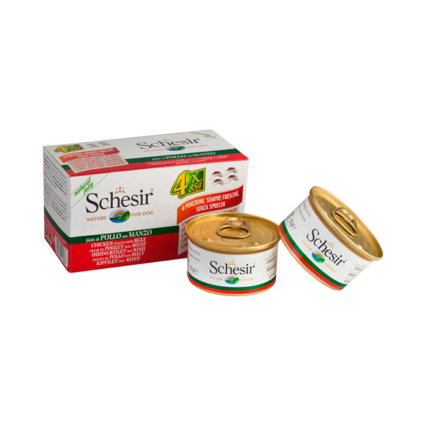 Schesir Multipack De Pollo Con Buey En Gelatina 4 x 85gr