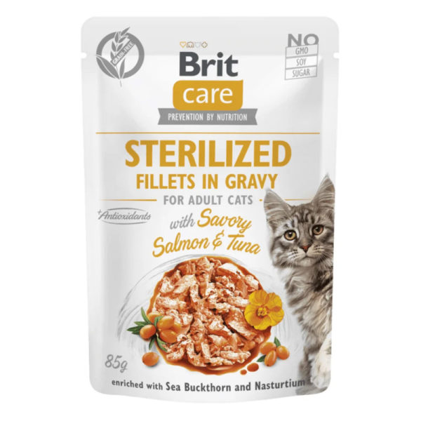 Brit Care Cat Sterilizado Salmón y Atún en salsa 85gr