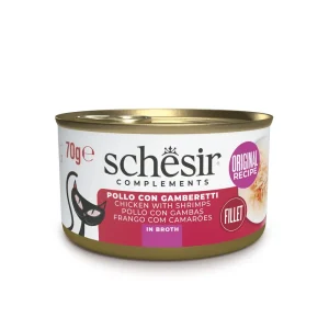 Schesir Complements Lata de Pollo con Gambas en Caldo para Gatos