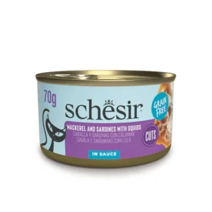 Schesir Lata de Sardinas y Caballa con Calamar en Salsa para Gatos