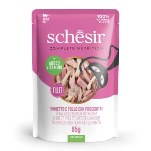 Schesir Complete Nutrition Bolsa de Atún y Pollo con Jamón en Gelatina para Gatos