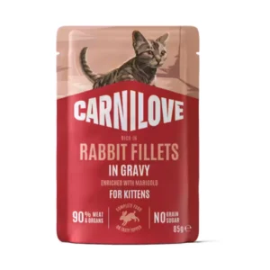 carnilove filetes conejo en salsa gatito sin cereales 85g 90% carne calendula