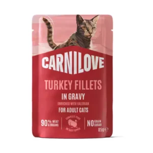 carnilove filetes pavo en salsa gato adulto sin cereales 85g valeriana