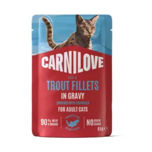 carnilove filetes trucha en salsa gato adulto sin cereales 85g equinacea